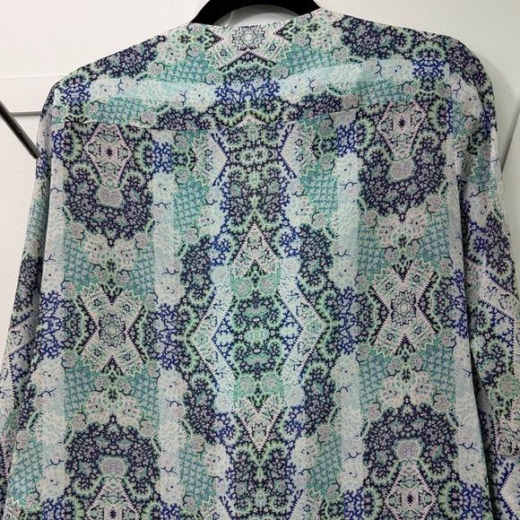 Nanette Lepore Blue and Green Patterned Blouse - Picture 8 of 9